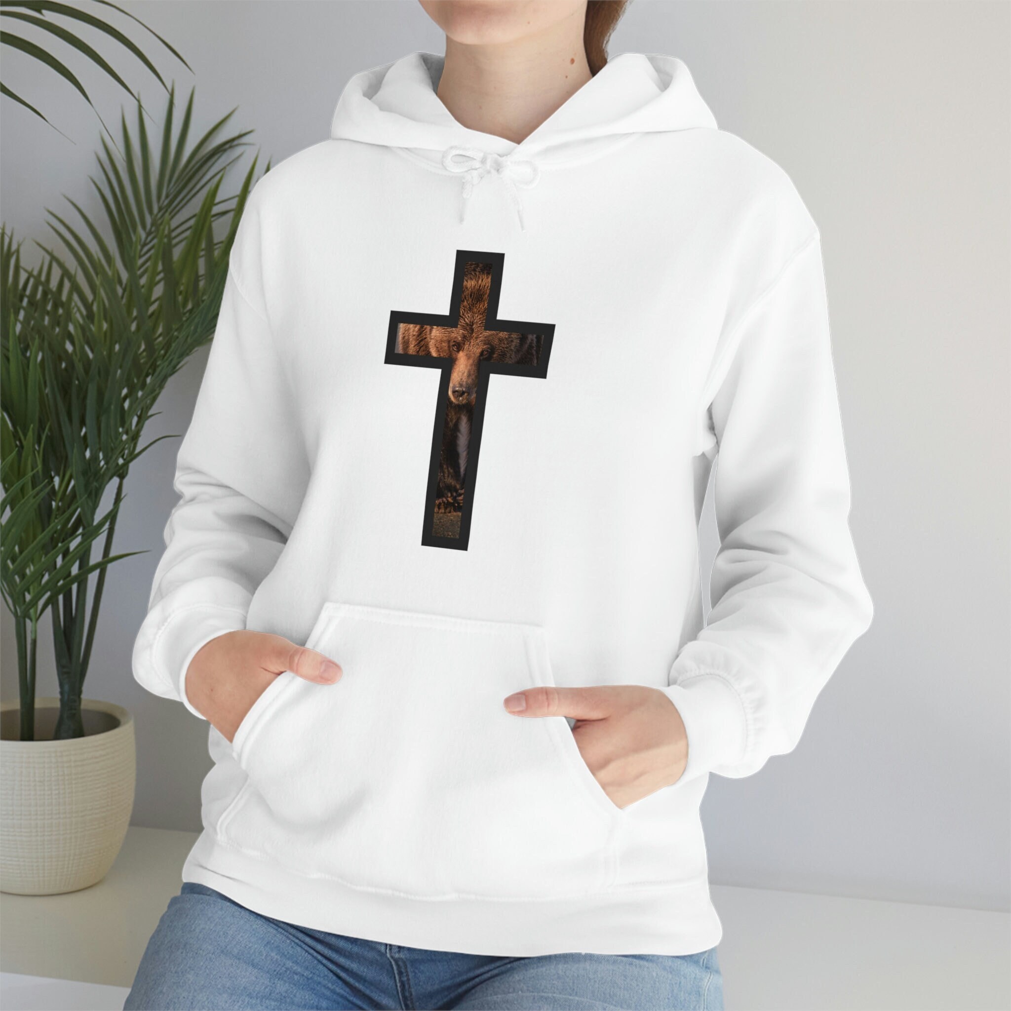 Cross Hoodie Bear Christian Clothing Gift Christian - Etsy UK