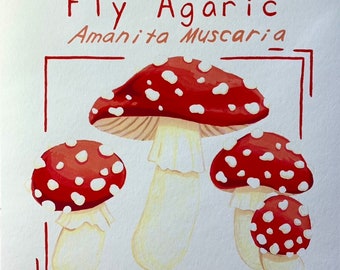 Fly Agaric mushroom print 9 x 9 inch