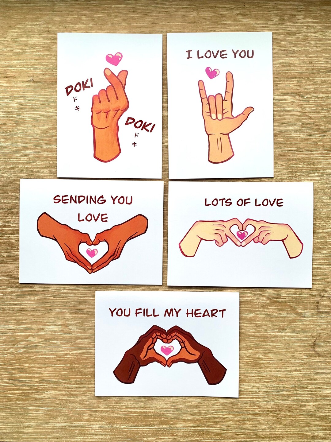 Heart Hand Cards A6 Size 5 Pack - Etsy