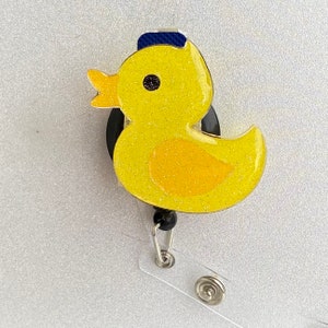 Gold Glitter Rubber Duck Badge Holder, Rubber Duck Badge Reel, Pediatric  Badge Holder 