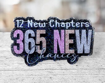 New Year's Resolution Badge Reel: Glitter Acrylic ID Holder