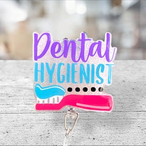 Carretel de crachá de higienista dental / Carretel de crachá odontológico / Carretel de crachá de higienista / Carretel de crachá / Dentista / Feito à mão