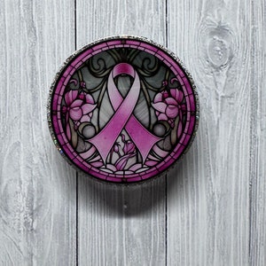 Cancer awareness ribbon/ badge reel/awareness ribbon/pink/gift