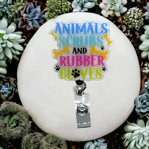 Vet tech Badge/veterinarian/Badge Reel/animal Badge Reel/Vet tech/Name Tag Holder/ID Holder/Handmade Acrylic/gift/animal