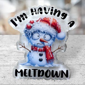 Carrete de insignia de muñeco de nieve / Carrete de insignia de crisis / Estoy teniendo una crisis / Muñeco de nieve / Carrete de insignia / Regalo para maestros / Regalo para enfermeras / Hecho a mano / Invierno