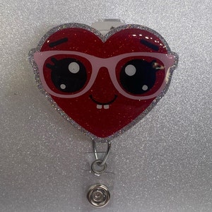 Heart with Glasses Badge Reel