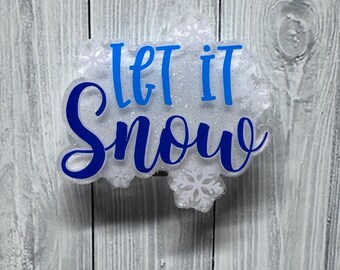 Let it Snow Badge Reel: Handmade Winter ID Holder