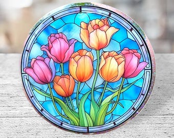 Porta badge a forma di tulipano fatto a mano: porta badge a forma di fiore in acrilico
