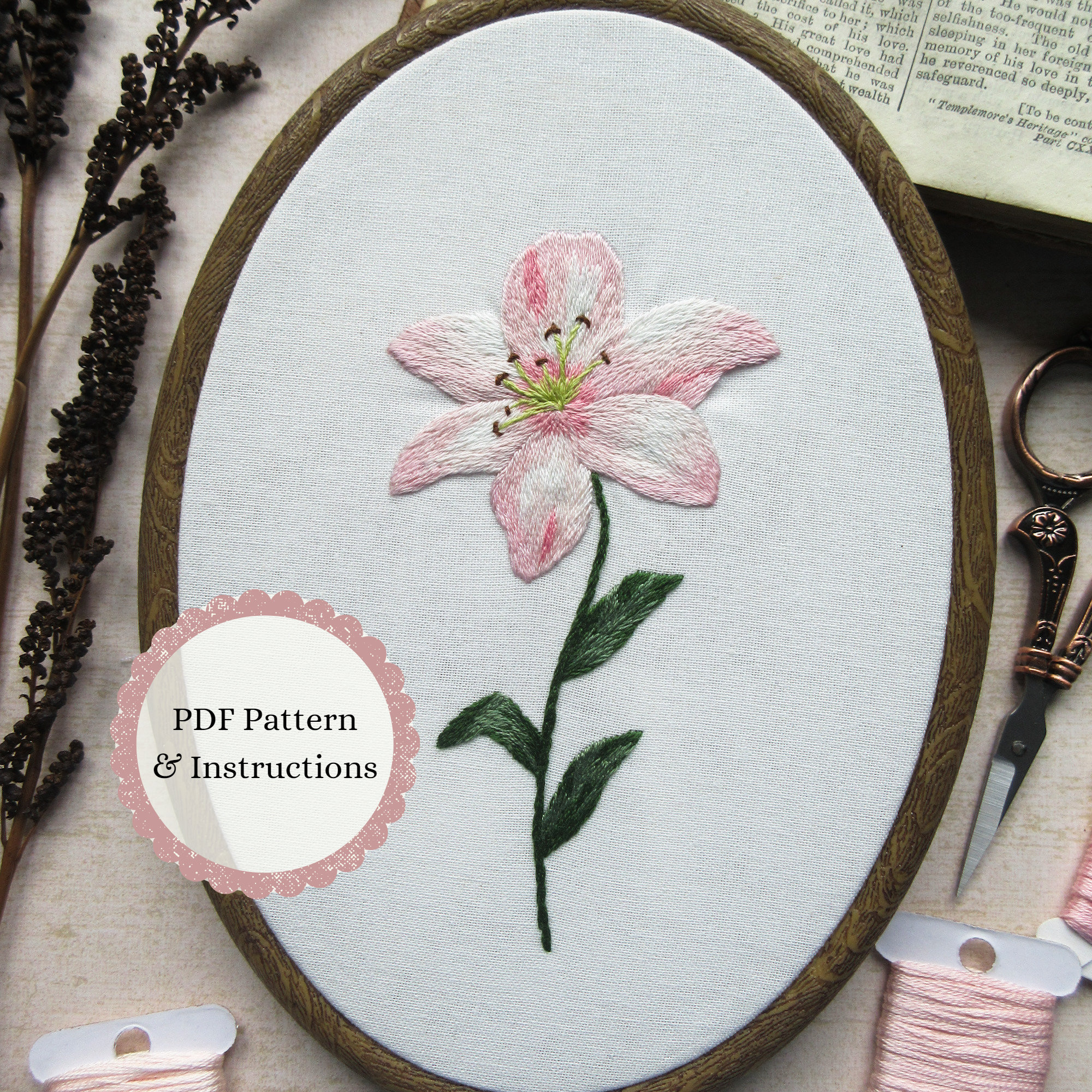 Pink Lily Hand Embroidery PDF Pattern, Spring Floral Needle-painting,  Botanical DIY Embroidery, Flower Embroidery Pattern -  Canada