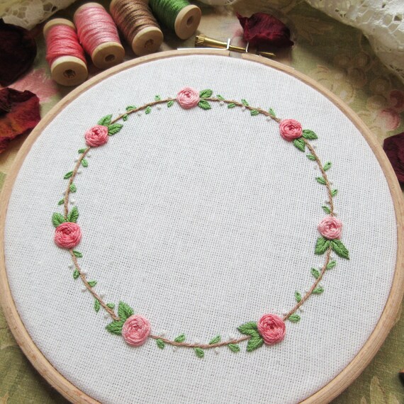Craftways Pink Gnome Love Roses Hoop Stamped Embroidery Kit