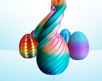 3D Printed Easter Egg Fidget Toy, Spiral Slime Motion Desk Toy, Gradient Colors