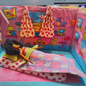 Beautiful Fold and Go Bedroom Pre shrunk Cotton, Mattel Barbie, 60 inches Beautiful Fun Project  Light Weight