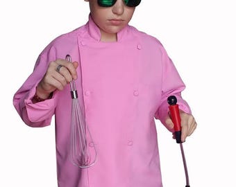 Kids Children PINK Chef Coat Jacket Just like professionals Boys Girls sizes available TOP Quality by CHEFSKIN Makes a Great Gift! Free Hat!