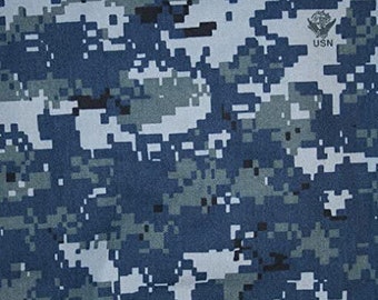 NWU NAVY Digital Blue Camo OEM  Camouflage Fabric Ny/co Nylon Cotton Camo Ripstop Medium Weight Twill Gabardine