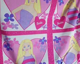 Beautiful Barbie Fabric Pre shrunk Cotton, Mattel Barbie Blonde ALL Panels, Print,  Pink Hot pink, Yellow Green Neon, Light Weight