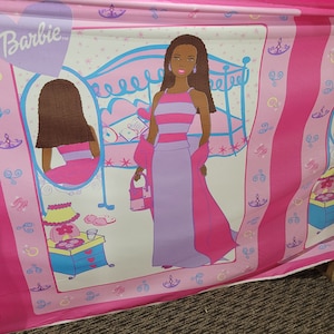 Beautiful Mattel Barbie Fabric Pre shrunk Cotton, TALL African American Print, 1 frame per yard for Pillows Quilts, Crafts light weight