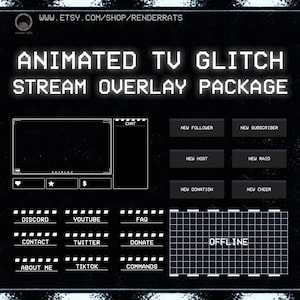 Customizable Animated VHS Tv Glitch Aesthetic Stream Overlay | OBS, SLOBS, Twitch |