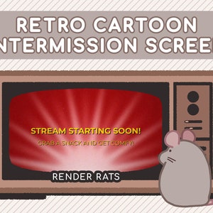 Red Retro Starburst Cartoon começando em breve cena para streams Twitch, SLOBS, OBS | Estética de TV antiga