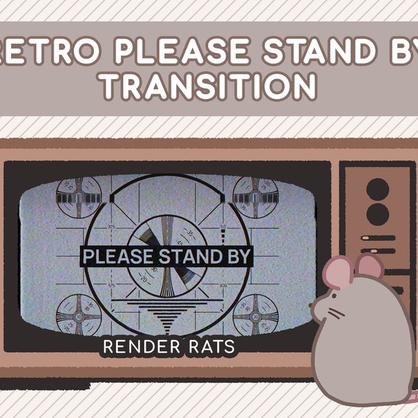 Animated Retro "Please Stand By" TV Test Screen Stinger Transition Scene for Twitch streams, SLOBS, OBS | Tv Aesthetic | Glitch