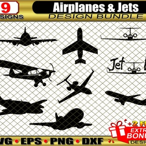 Airplanes & Jets Design Bundle, SVG Bundle, Car Decals, Car Stickers, SVG Files, PNG, Cricut Cut Files