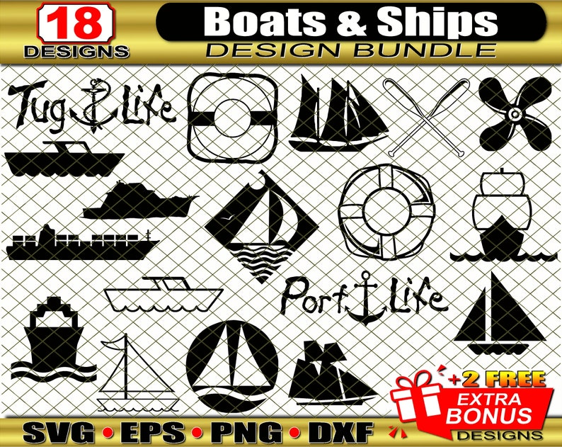 Boats & Ships Design Bundle, SVG Bundle, Car Decals, Car Stickers, SVG