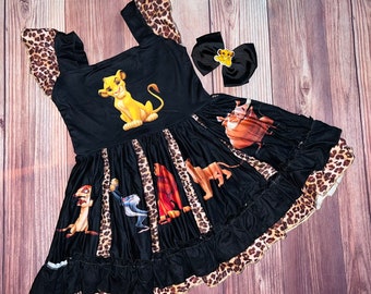 Lion King Dress Twirl Dress and Bow