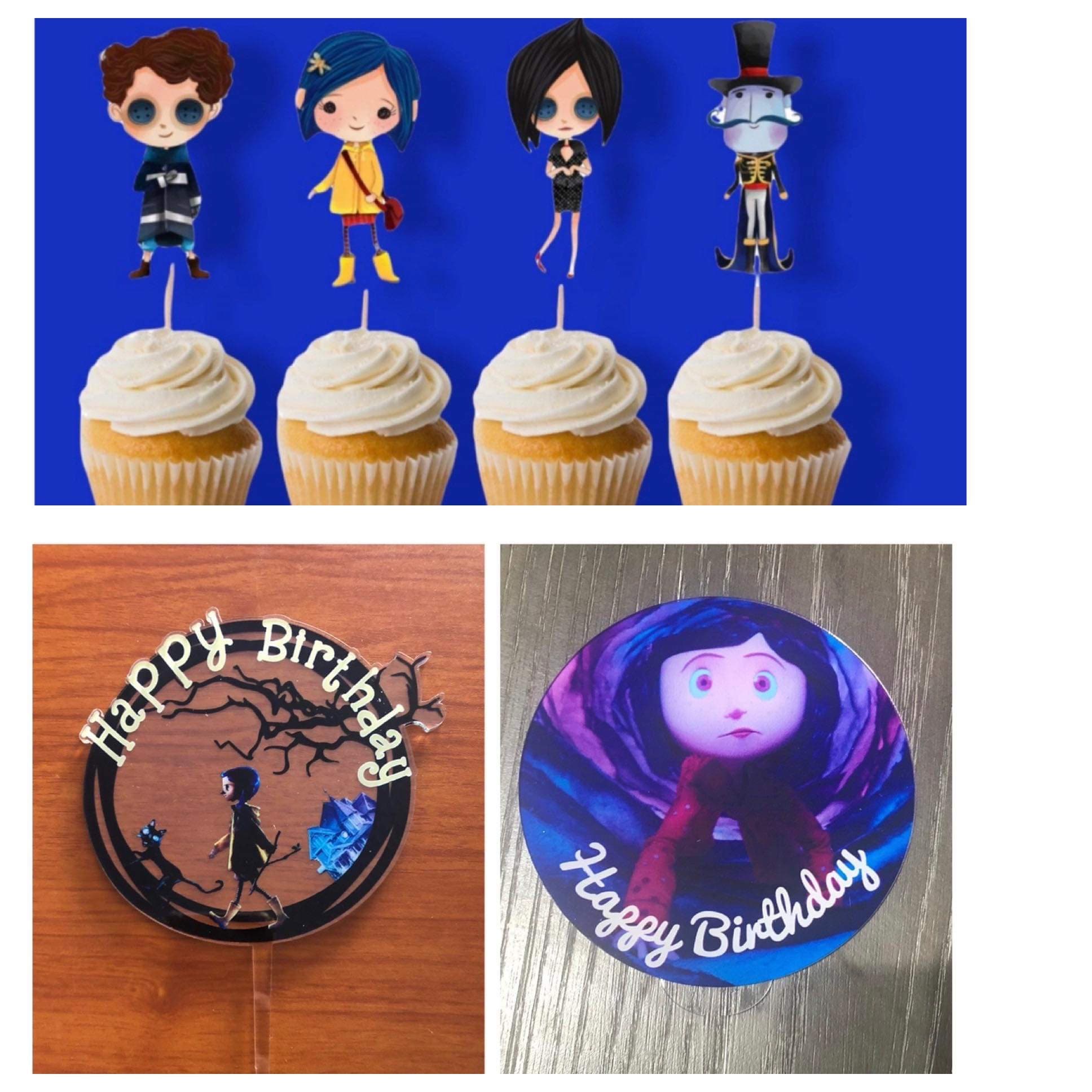 thinkstar Coraline Birthday Party Decorations,8Pcs Coraline Theme Party  Centerpieces For Tables,Photo Booth Props, Cake Toppers, Cor…