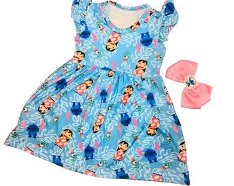 Lilo and Stitch Dress with Matching Bow