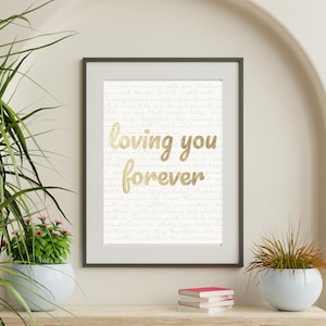 Personalised Lyric Poster Print | Custom Song Lyrics Wall Art in Gold Font | Gallery Wall Decor | Sentimental Gift | Digital Download