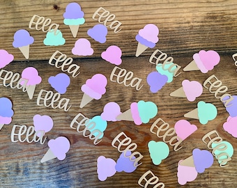 Two sweet oversized confetti / is too sweet / ice cream birthday party / a sweet one / heres the scoop / three scoops / sweet celebration /