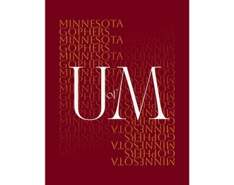 Minnesota Gophers Art Print, College Wall Decor, Alumni Gift