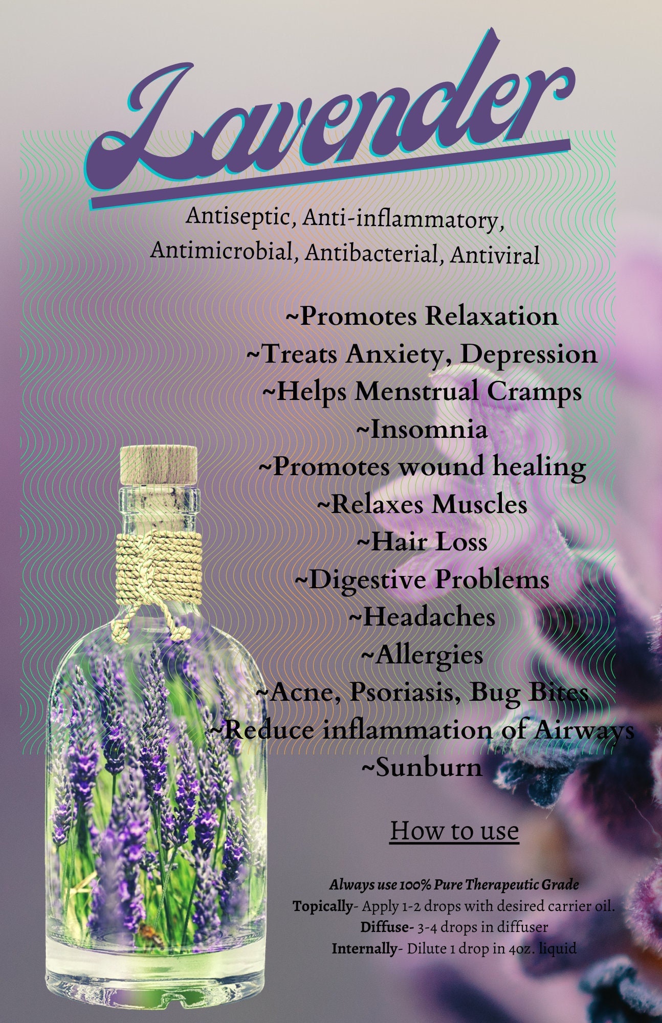 Lavender Essential Oil Uses and Benefits Etsy