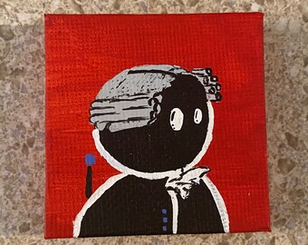 Robot "THOMAS", Portrait 2x2 acrylic on canvas