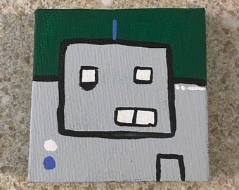 Robot "PAT", Portrait 2x2 acrylic on canvas