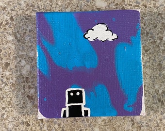 Robot "JACK", Portrait 2x2 acrylic on canvas