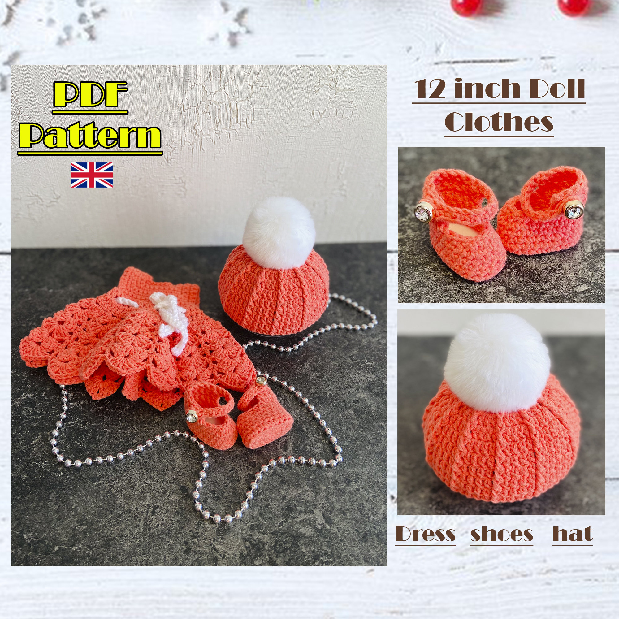 12 Inch Doll Clothes Tilda Doll Clothes Tilda Dress Crochet Pattern Crochet Doll Shoes Dress for Doll 12 Inch Make Doll Clothes Etsy