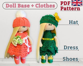 Crochet doll Pattern, Doll body pattern, Crochet clothing set, Tilda doll pattern, Tilda body, interior dolls, handmade doll