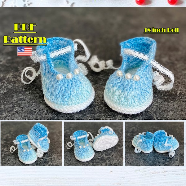 18 inch doll shoes, AG shoes, Crochet doll shoe, doll shoes, 18 inch doll outfits, AG shoes, 18 doll accessories, Sole  2,76 inch (7cm)