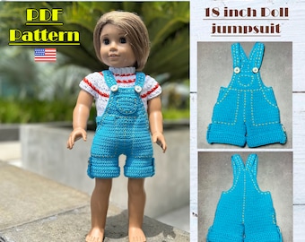 Jumpsuit for 18 inch doll, AG shorts, Crochet doll shorts, doll Jumpsuit, crochet Jumpsuit, crochet shorts for doll, doll shorts pattern