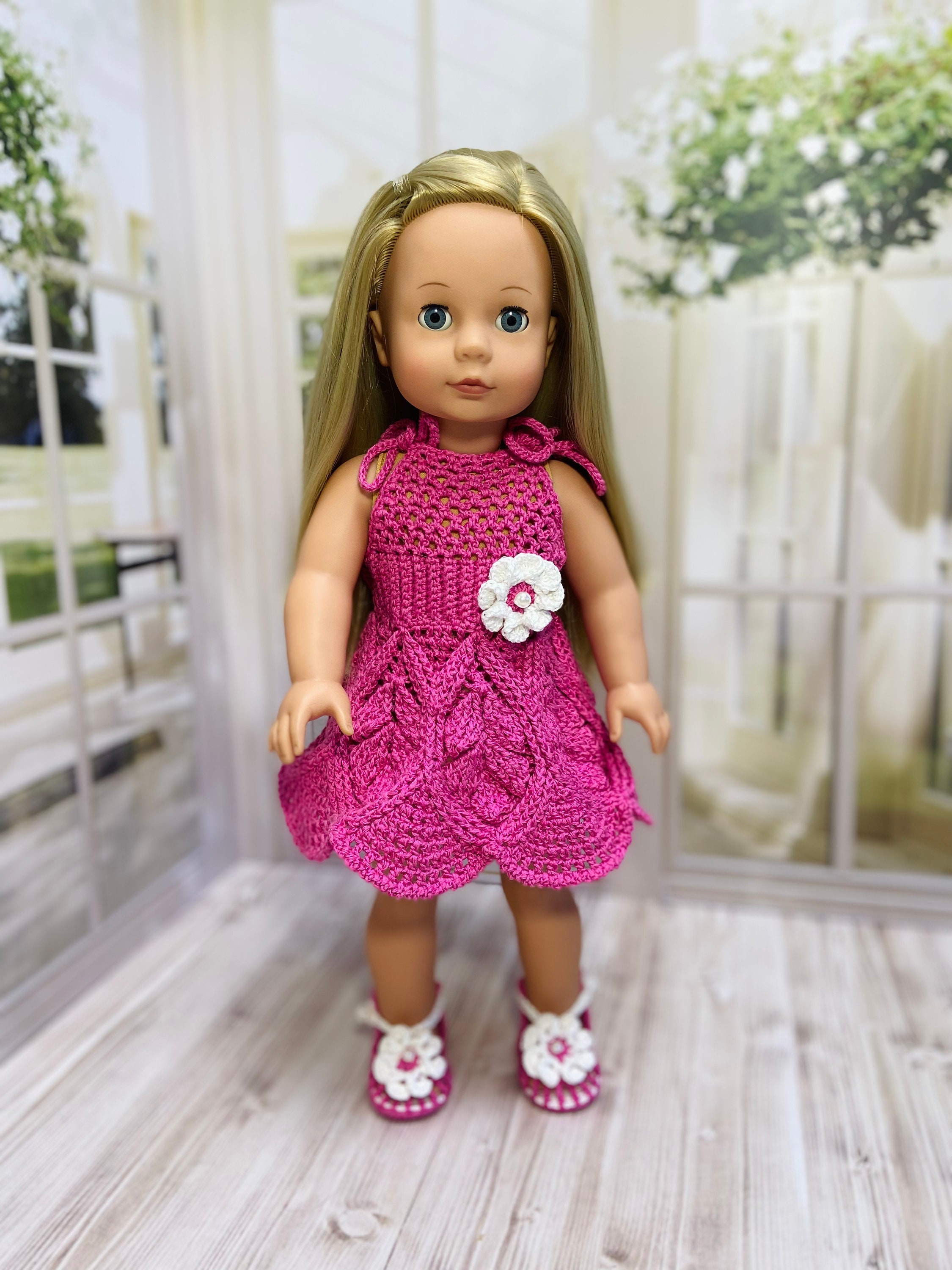 Sundress for 18 Inch Doll, Clothes Pattern, Doll Clothes, Crochet Dolls