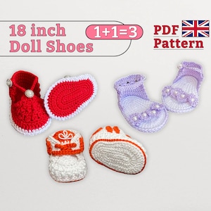 3 patrones de zapatos, paquete de zapatos de muñeca de 18 pulgadas, zapatos de muñeca de 18 pulgadas, conjunto de zapatos, trajes de muñeca de 18 pulgadas, zapatos para 18 muñecas, compre 2 y obtenga 1 gratis