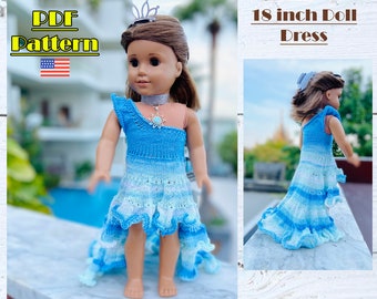 Knitted doll dress, 18 inch Doll Dress,  knit doll clothes, knitted ball dresses, doll dress pattern, 18 inch doll outfits, ag doll dress