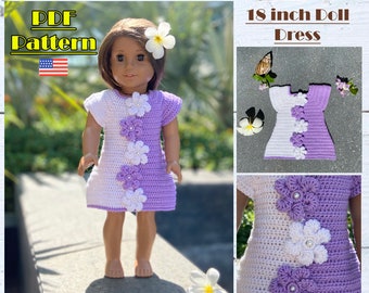 Crochet doll dress, 18 inch Doll Dress crochet Pattern, Dress for 18 inch doll, Crochet doll clothes, 18 inch tutorial, ag doll dress