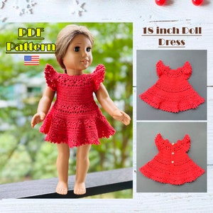 Dress for 18 inch doll, Doll Dress Pattern, Crochet doll dress, 18 inch tutorial, doll dress, Crochet doll clothes, ag doll dress