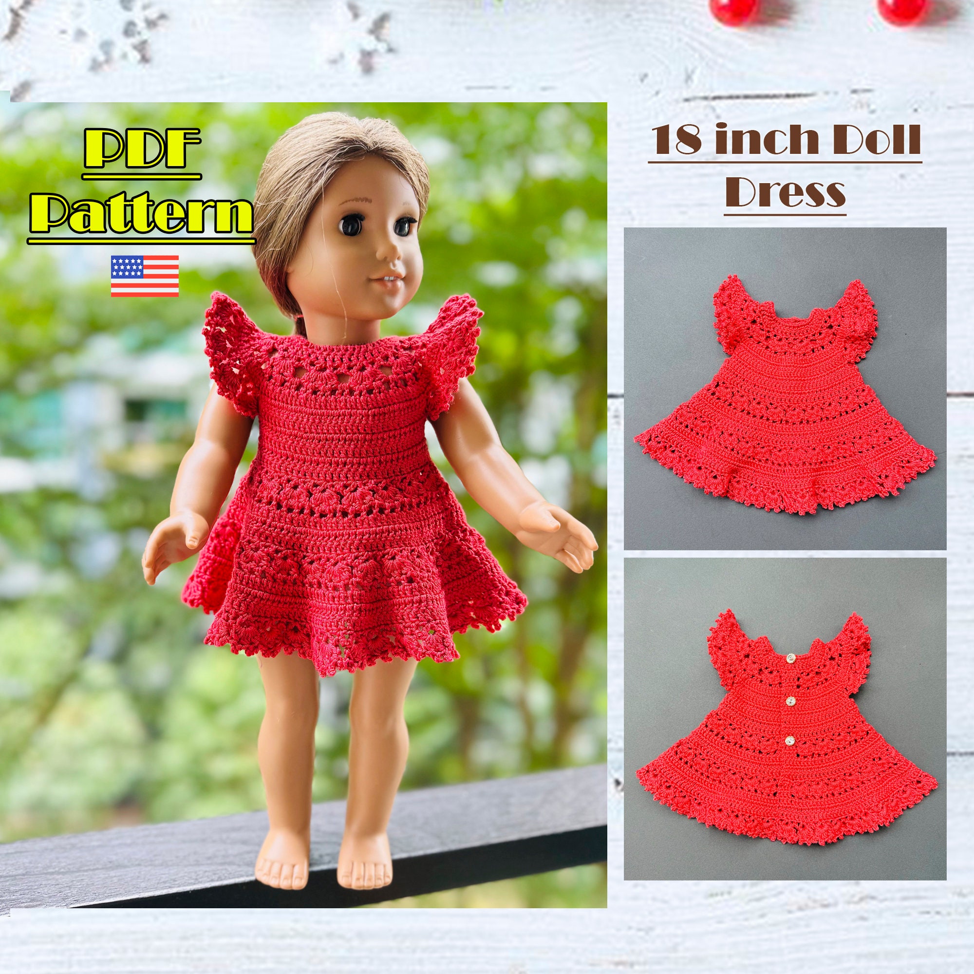 Dress for 18 Inch Doll, Doll Dress Pattern, Crochet Doll Dress, 18 Inch Tutorial, Doll Dress, Crochet Doll Clothes, Ag Doll Dress - Etsy dress-for-18-inch-doll-doll-dress-pattern-crochet-doll-dress-18-inch-tutorial-doll-dress-crochet-doll-clothes-ag-doll-dress-etsy