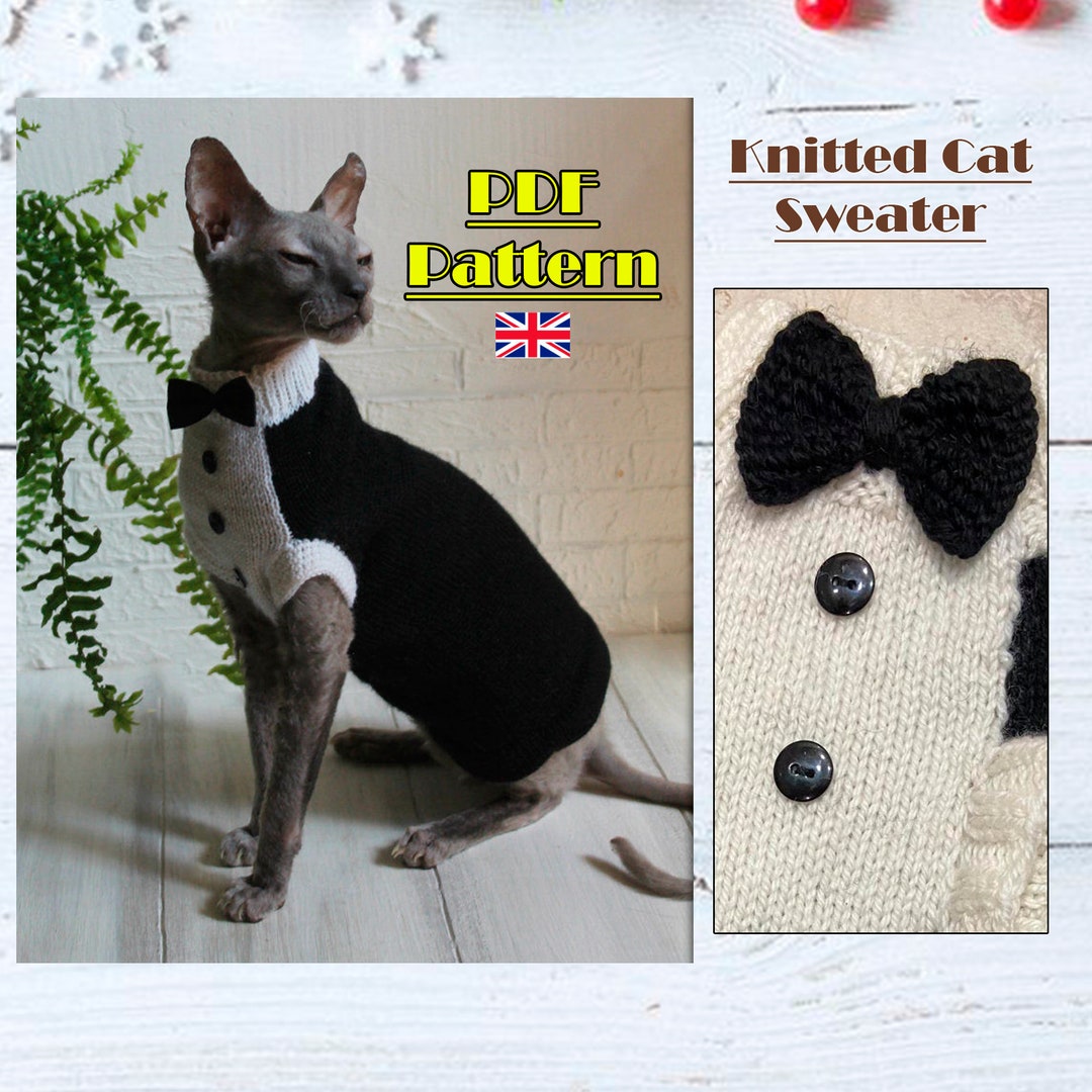 Pattern! Sphynx Cat Sweater, Knitted Cat Clothes, Cat Pattern! Sphynx Cat Sweater, Knitted Cat Clothes, Cat