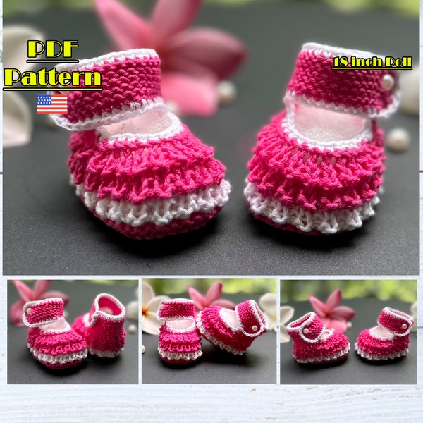 Knitted Doll shoes, knitted Pattern, AG shoes, 18 inch doll outfits, doll shoes, knitted shoes, doll accessories