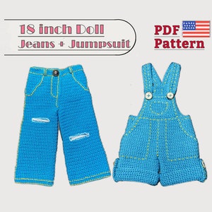 High-waisted Jeans 18 Inch Doll Clothes Pattern Fits Dolls Such as