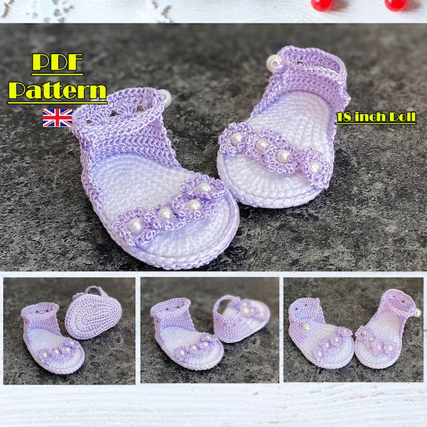 18 inch Doll shoes, Crochet Pattern, AG shoes, 18 inch doll outfits, doll shoes, Crochet sandals, doll accessories, doll sandals