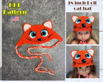 Cat Hat for 18 Inch Dolls, Cat Outfit for 18 inch Doll, AG hat, 18 inch doll outfits, doll outfits, 18 inch (46cm) cat outfits